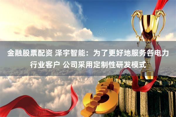 金融股票配资 泽宇智能：为了更好地服务各电力行业客户 公司采用定制性研发模式