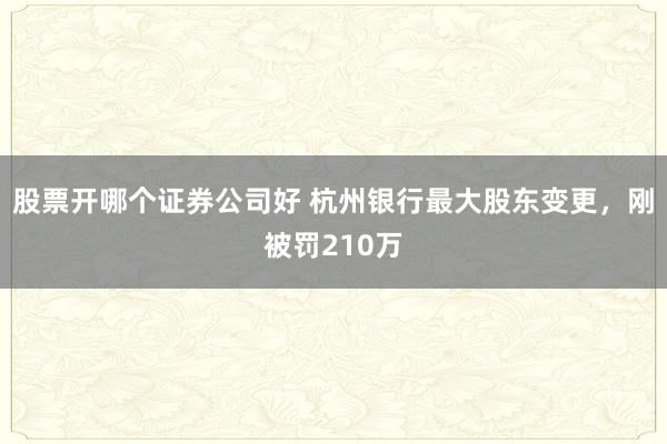 股票开哪个证券公司好 杭州银行最大股东变更，刚被罚210万