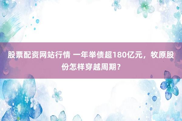 股票配资网站行情 一年举债超180亿元，牧原股份怎样穿越周期？