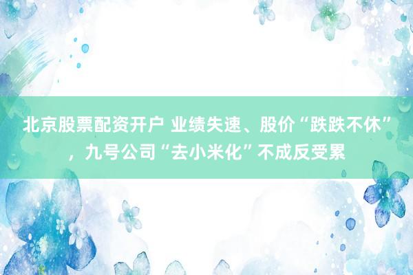 北京股票配资开户 业绩失速、股价“跌跌不休”，九号公司“去小米化”不成反受累