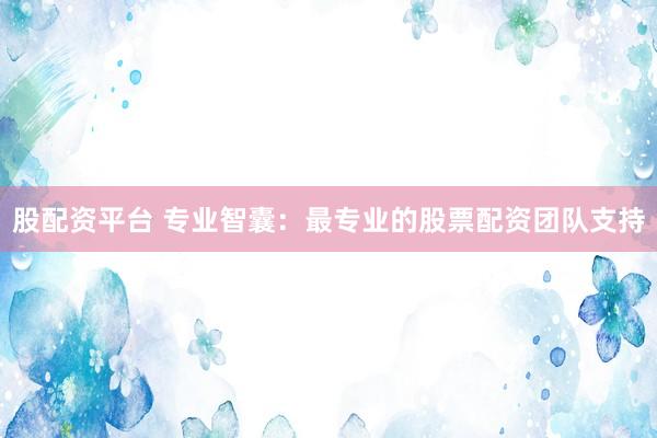股配资平台 专业智囊：最专业的股票配资团队支持