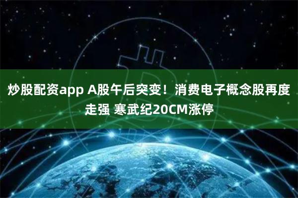炒股配资app A股午后突变！消费电子概念股再度走强 寒武纪20CM涨停